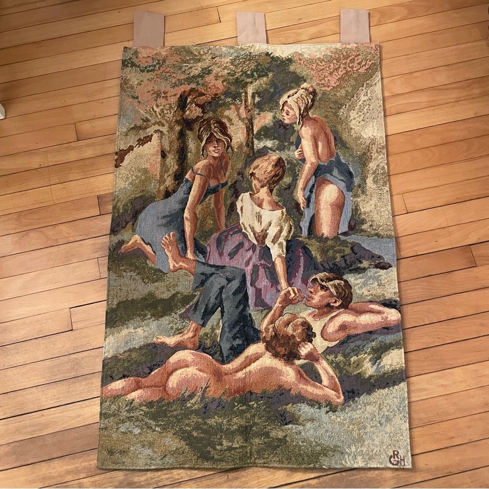 Elegant Tapestry with Classical Scene